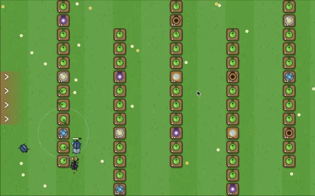 Grass Zoomers lawn with a maze of garden towers and bugs